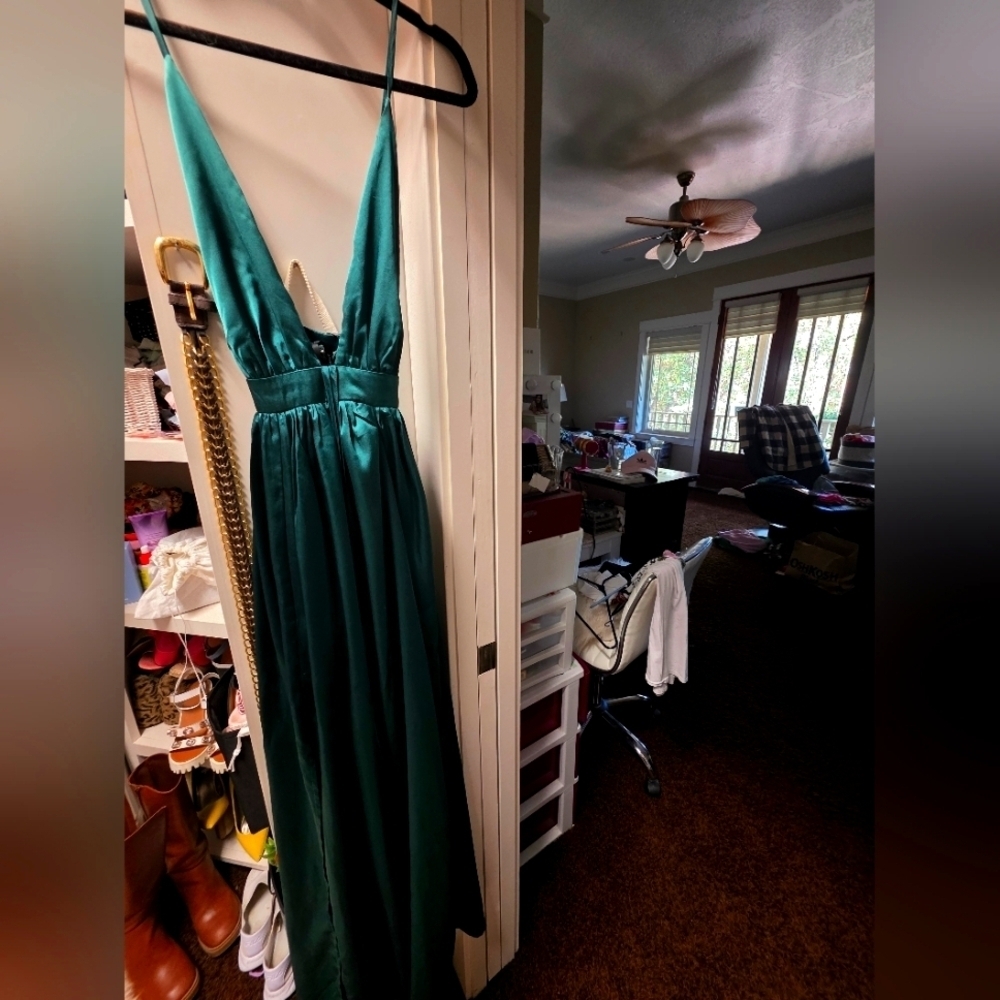 Papaya Teal Satin Dress